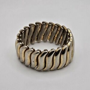 Vintage Bergere Silver Gold Tone  Expandable Accordion Style Bracelet